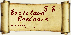 Borislava Backović vizit kartica